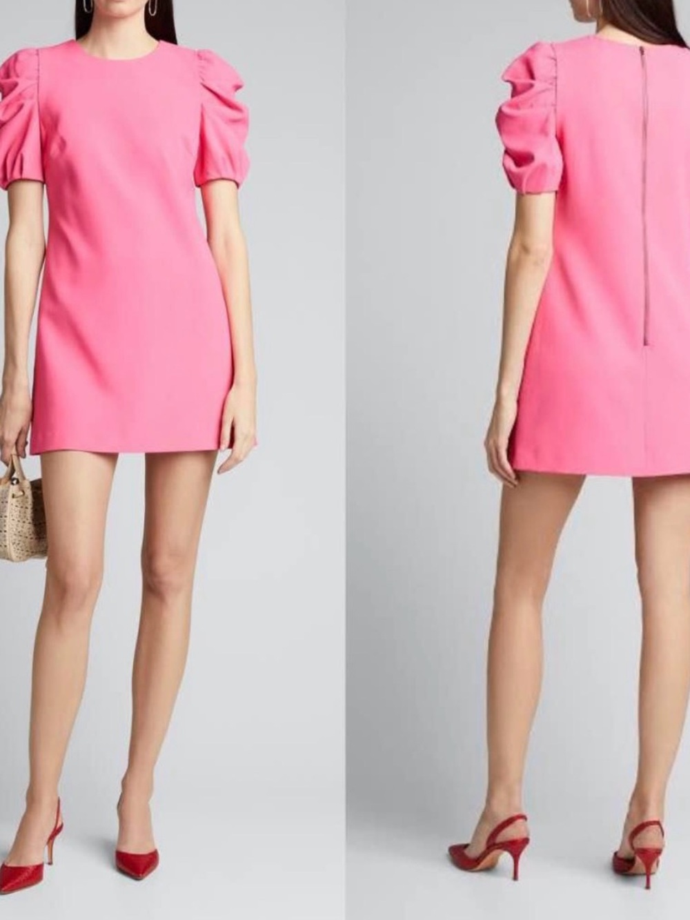 NWT Alice + Olivia Women's Puff Sleeve Mini Dress - Pink